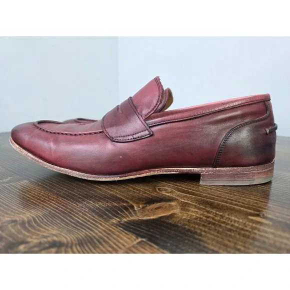 VERO CUOIO Italian Leather Slip On Mahogany Loafers Dress Shoes Italy Men's 10.5 - Picture 12 of 16